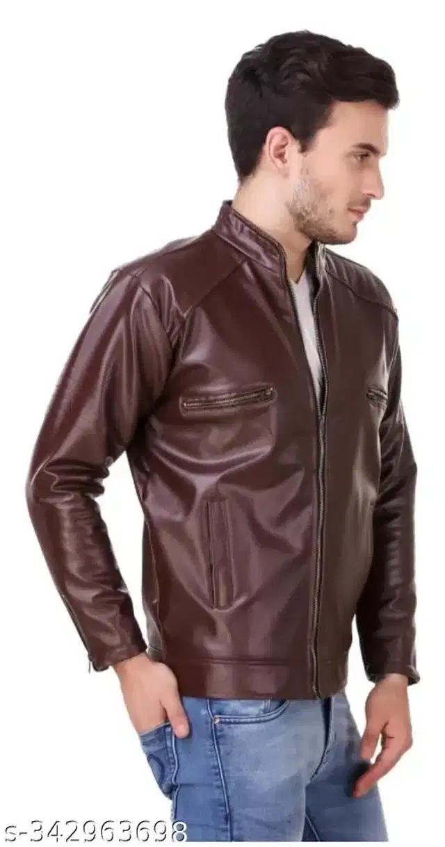 Leather Jacket for Men (Dark Brown, XL)