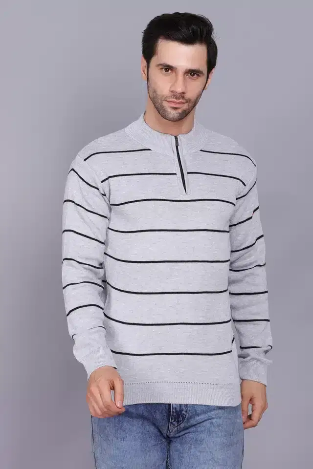 Full Sleeve Sweater for Men (Light Grey, L) (J21)