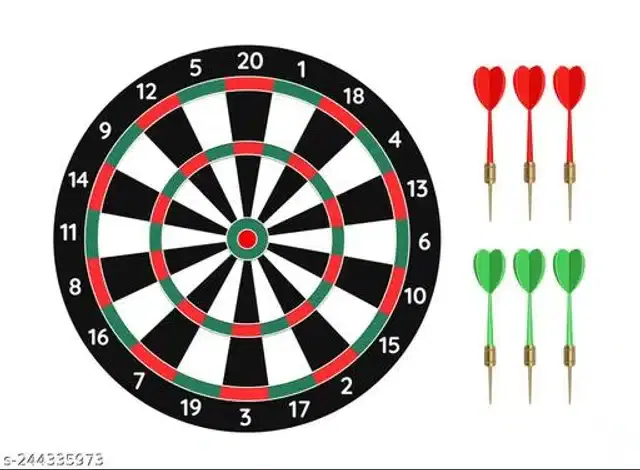 Dart Board with 6 Pcs Pointed Darts, Multicolor, Set of 1