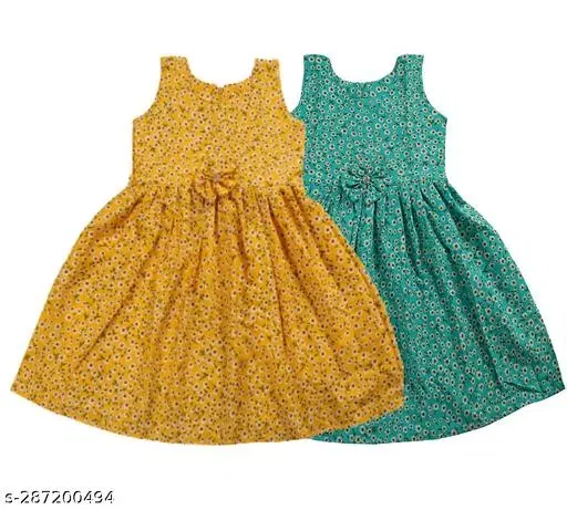 Pack of 2 Frocks for Girls (Yellow, 11-12 Years)
