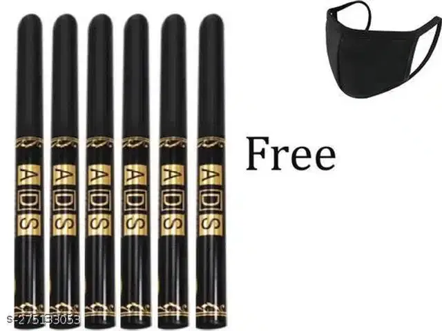ADS Dark Kajal with Free Cloth Face Mask, Set of 7