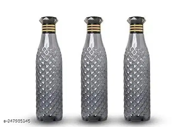 Plastic Water Bottles, Black, 1000 ml, Pack of 3