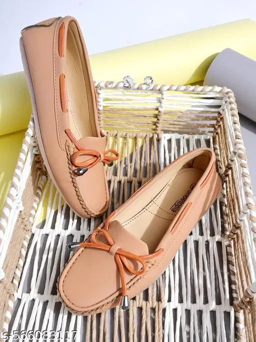Shoetopia Solid Loafers for Women (Beige, 3.0)