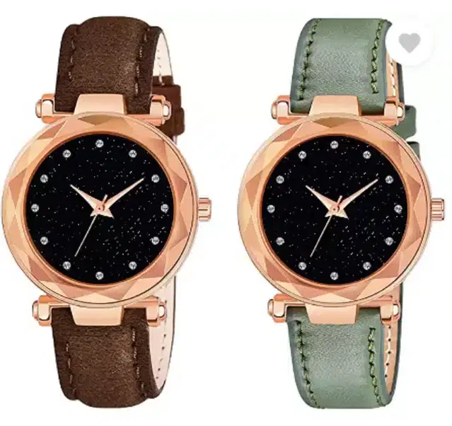 Analog Watch for Women, Pack of 2 (Multicolor)
