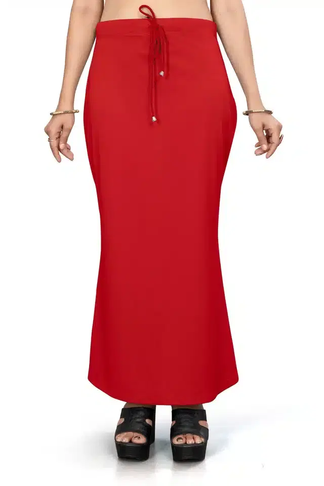 Lycra Solid Saree Petticoat for Women (Red, S)