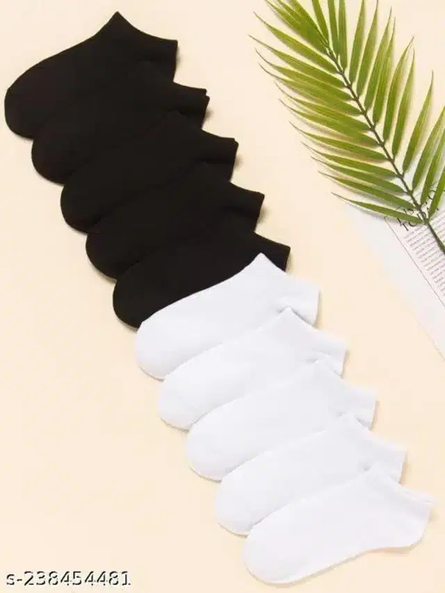 Cotton Socks for Men, Set of 4 (Black & White)