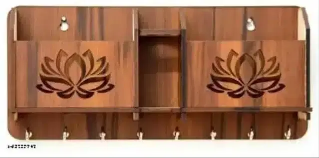 Wooden All in One Pens, Keys & Mobile Holder, Brown