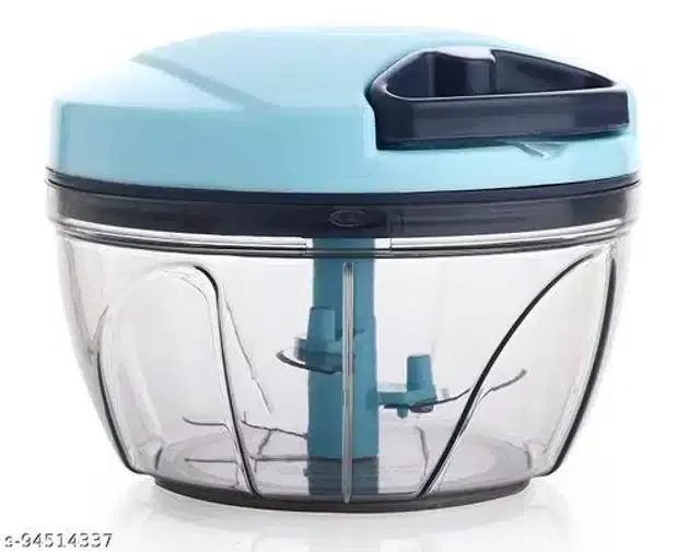 Plastic Manual Chopper, Sky Blue & Black, 500 ml