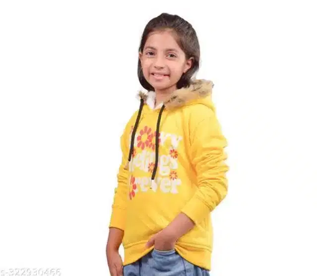 Full Sleeves Hoodies for Girls (Yellow, 3-4 Years)