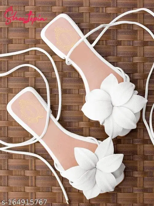 Synthetic Open Toe Gladiators for Women (White, IND-3)