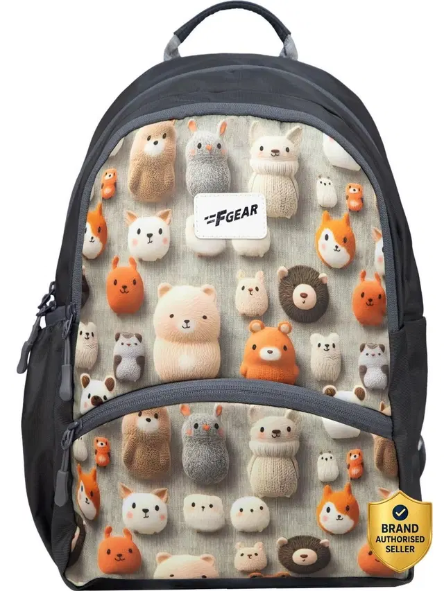 F Gear Small 15 L Backpack Brio M 15 L Kids Backpack Soft Touch Kawaii Prints|2 Compartments (Multicolor)