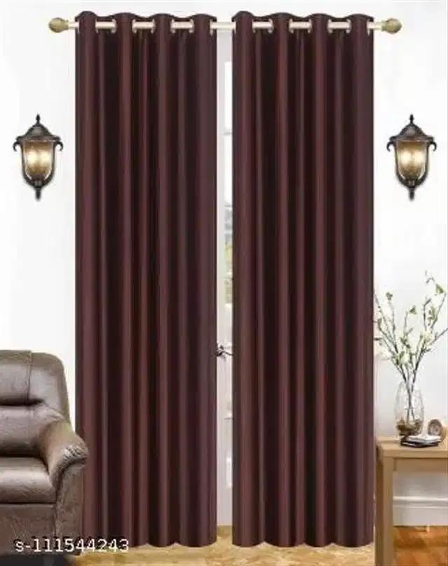 Curtains for Door, Brown, 7 feet, Pack of 2