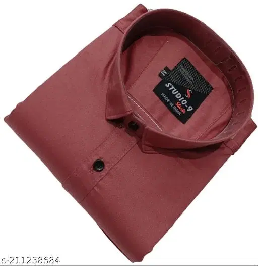 Cotton Blend Solid Shirt for Men, Rust (M) Pack of 1