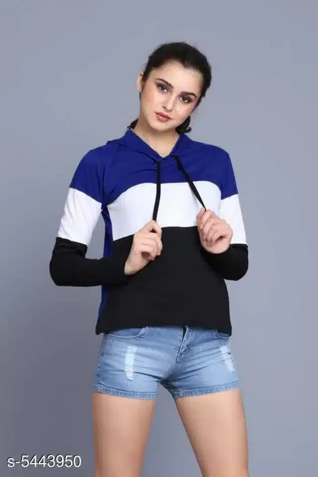 Cotton Sweatshirts for Women (Blue, S)