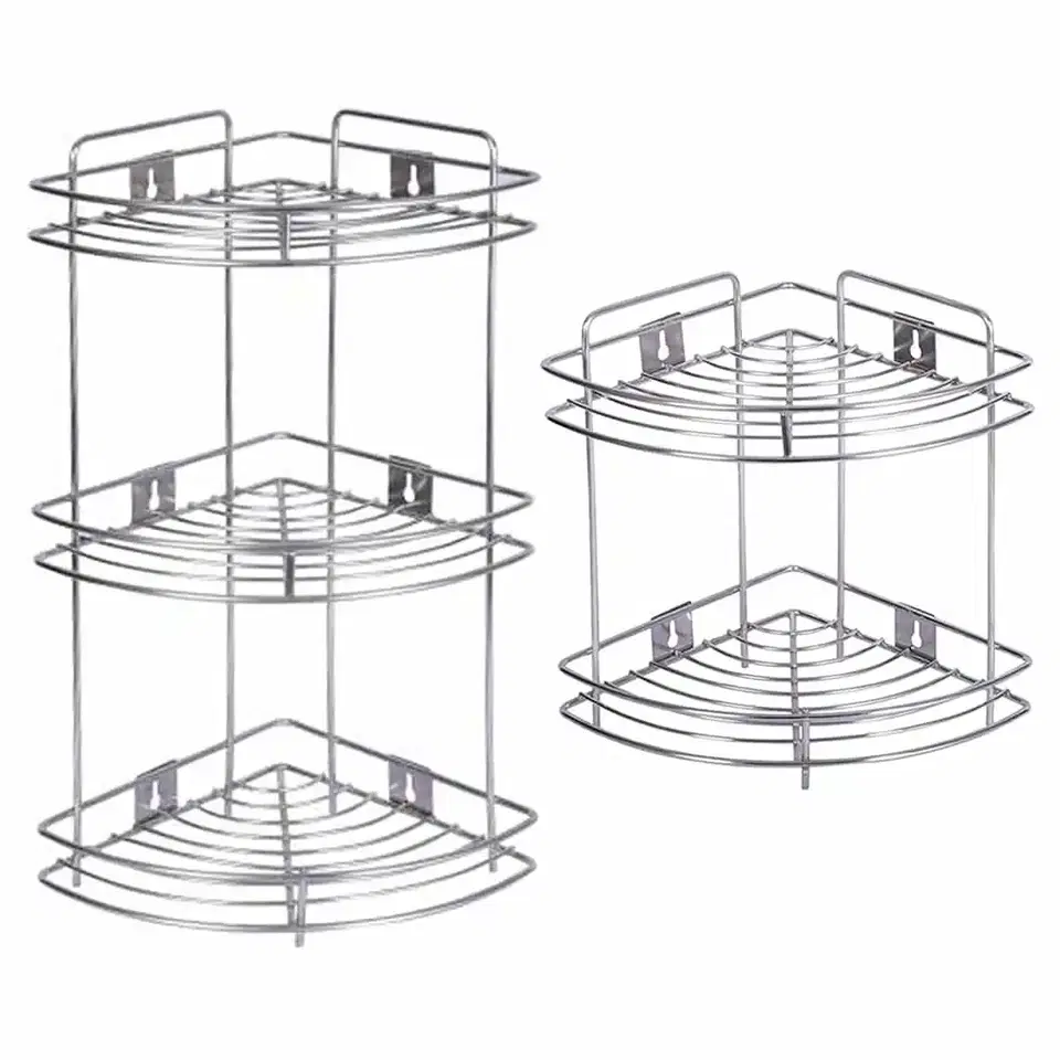 Oc9 Stainless Steel Corner Shelf 9X9X20 Inch & 9X9X12 Inch