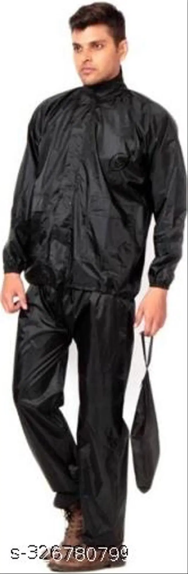Polyester Rain Coat for Men, Black, M
