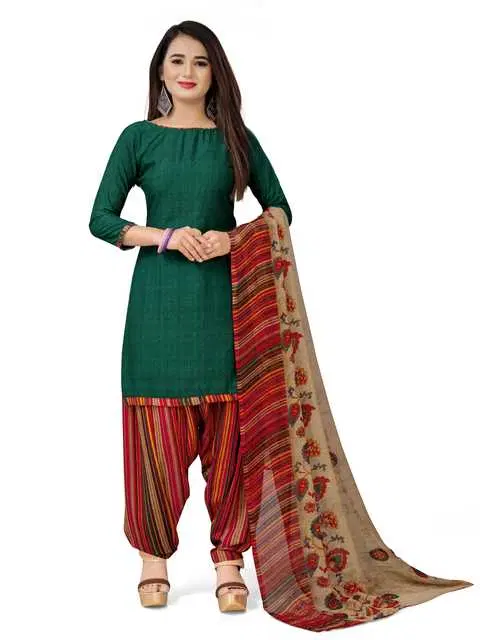 Sharda Creation Women's Dress Material (Green) (SC32)