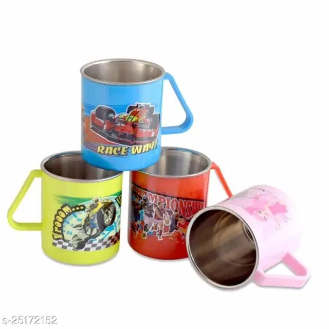 Stainless Steel Coffee Mug, Multicolor, 330 ml, Pack of 4