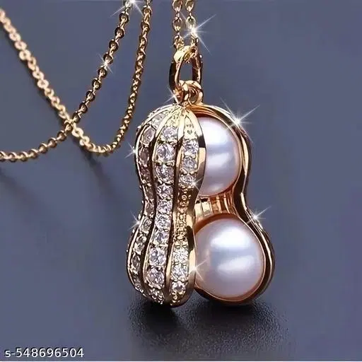 Trendy Pearl Peanut Pendant Necklace Chain for Women & Girls
