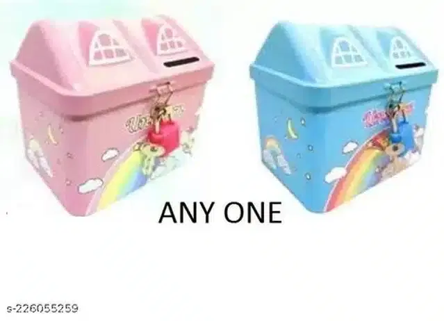 Hut Shaped Money Bank with Key & Lock for Kids, Assorted