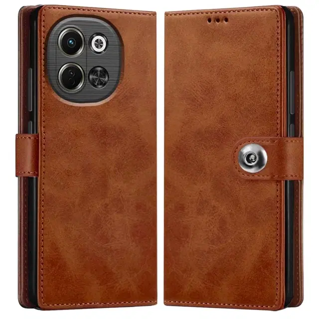 Artificial Leather Mobile Flip Cover for Tecno Pova 6 Neo 5G (Brown)