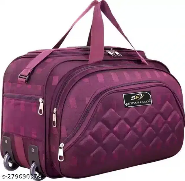 Nylon Strolley Duffel Bag, Purple, 61 L