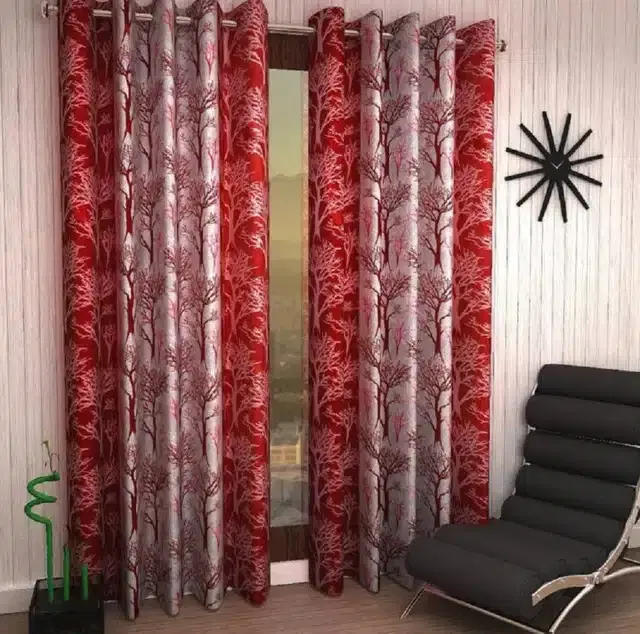 Door Curtains, Pack of 2, Maroon, 7 feet
