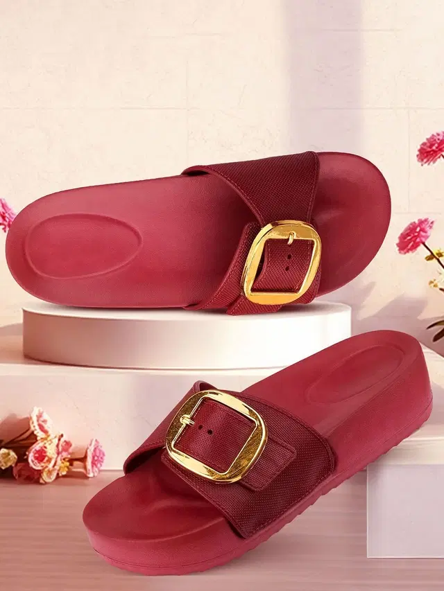 Sliders for Women (Maroon, 6)