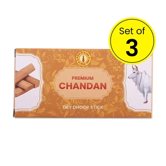 Mangal Bhavan Dry Dhoop Stick - Chandan - 12 Sticks (Pack of 3)