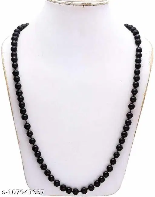 Black Hakik Mala Japa Mala Necklace Chain for Men (Black)