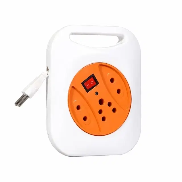 SimpleHome 3+1 Socket Extension Board with 3 Meter Cable, White & Orange