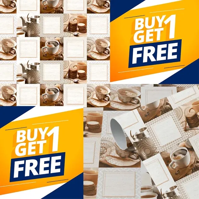 Vinyl Wallpaper for Kitchen Wall, Multicolor, 100x40 cm, Pack of 2