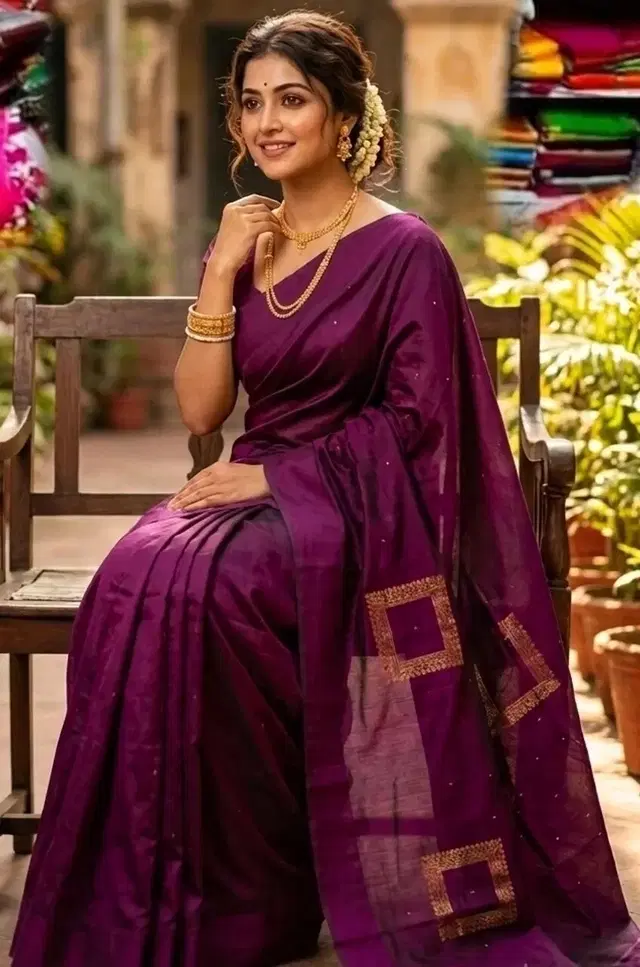 Cotton Silk Sarees for Women (Maroon, Free Size)
