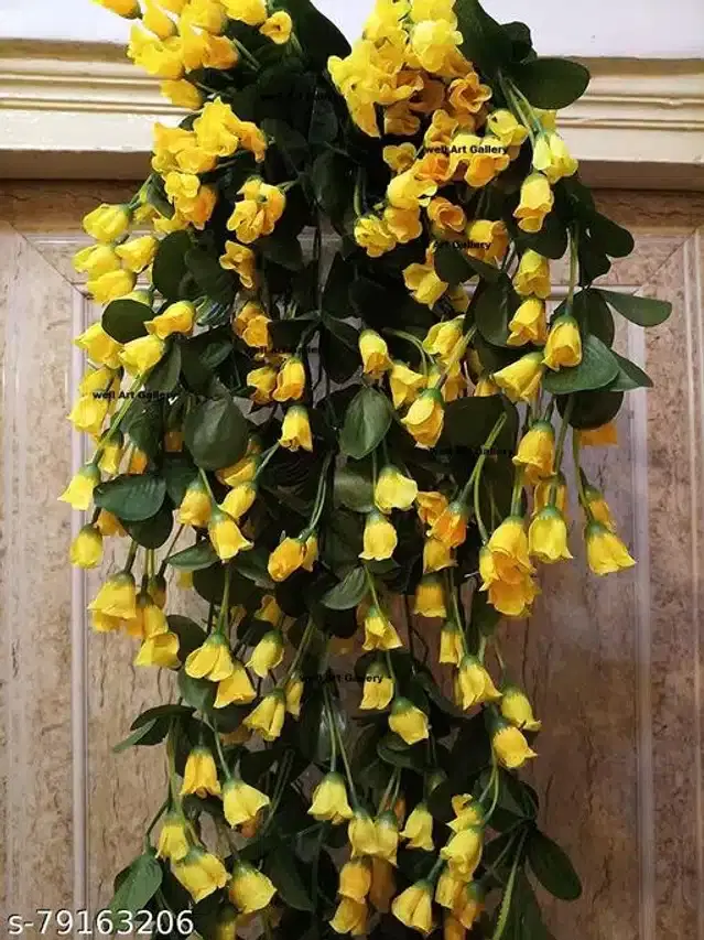 Polyester Artificial Hanging Flower Garlands, Yellow & Green