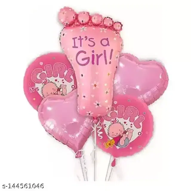 Printed Baby Shower Decorations Foot Foil Balloons, Multicolor, Pack of 5