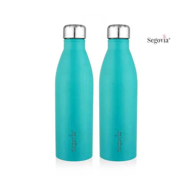 Segovia Cola Single Walled Stainless Steel Sports Water Bottle with SS Cap, Pack of 2, Teal, 1000 ml, SS-8