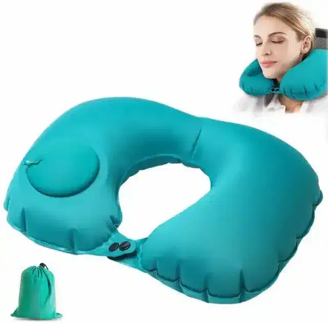 K Kudos U Shape Travel Pillow For Airplane Inflatable Neck Pillow Travel Comfortable Sleep
