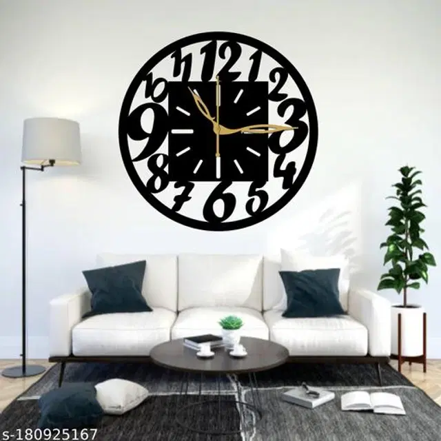 Wooden Wall Clock for Home, Black