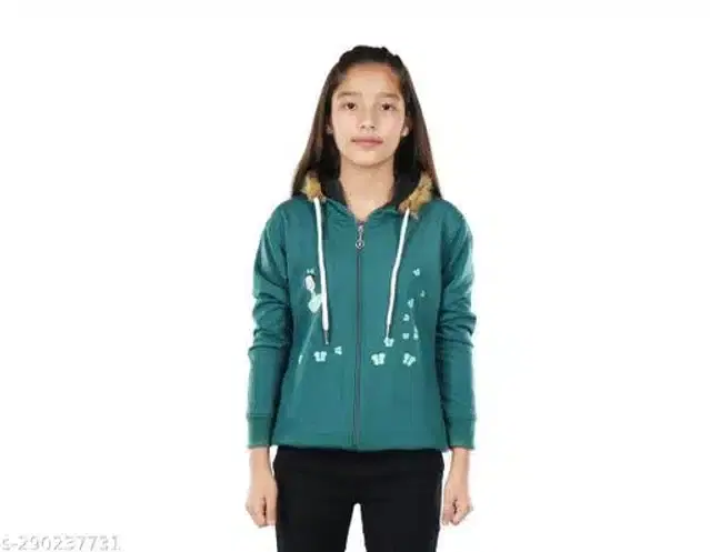 Full Sleeves Hoodies for Girls (Teal, 4-5 Years)