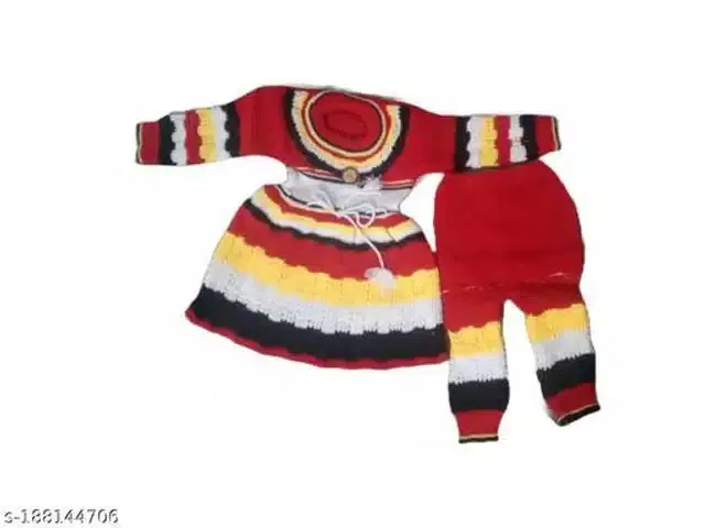 Woolen Sweater & Pant for Girls (Multicolor, 0-3 Months)