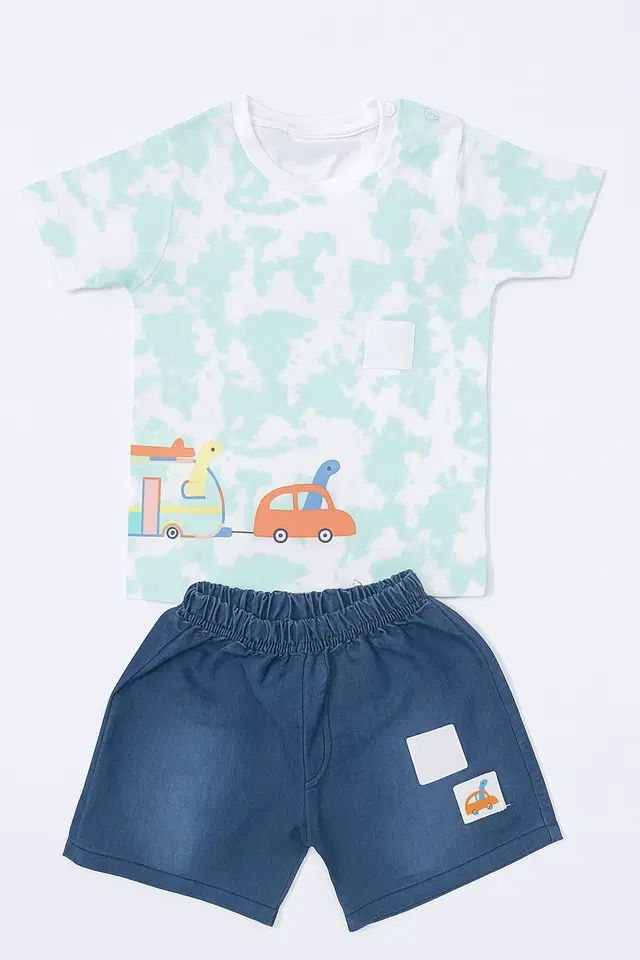 Cotton Printed Clothing Set for Boys, Blue (18-24 Months)