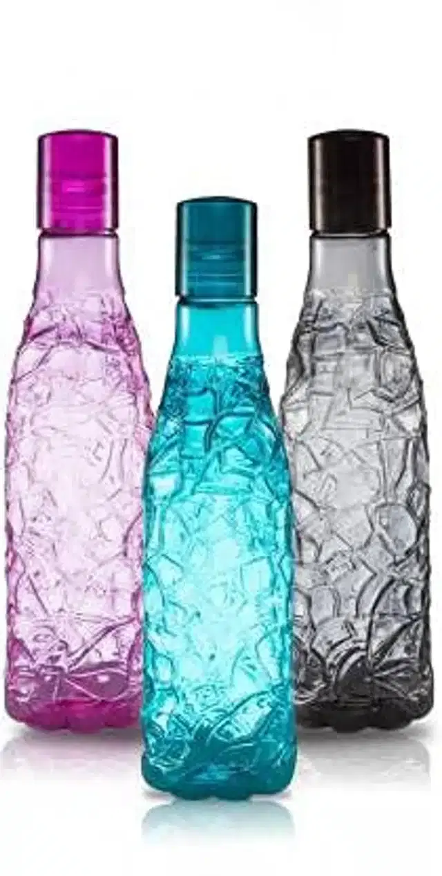 Plastic Water Bottle Set, Pack of 3, 1000 ml, Multicolor