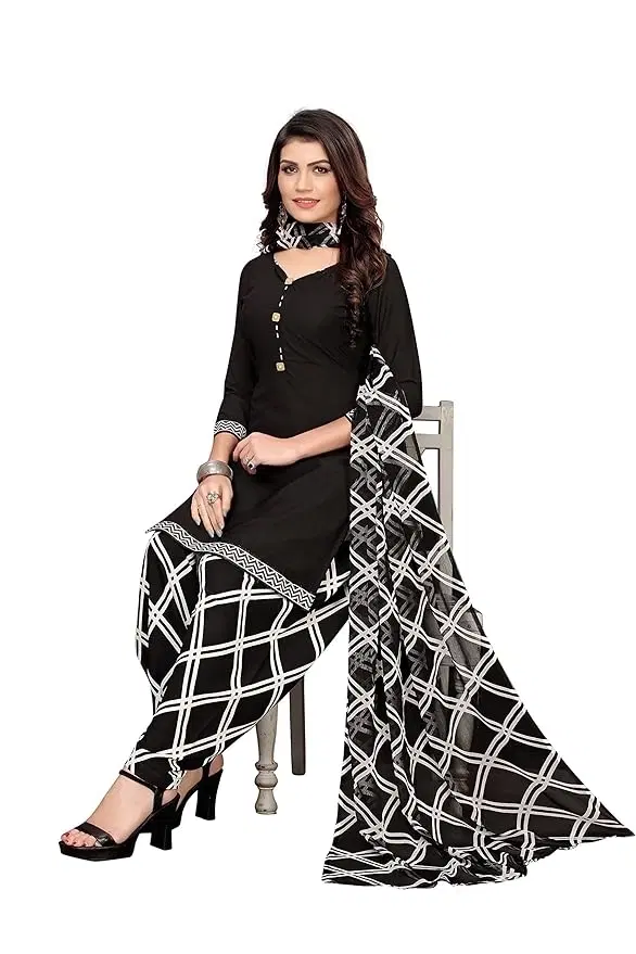 Yashika Unstitched Crepe Salwar Suit Material (Black) (Y-266)