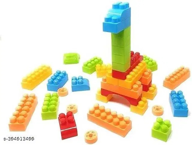 Plastic 60 Pcs Block Toys Set for Kids, Muticolor, Set of 1