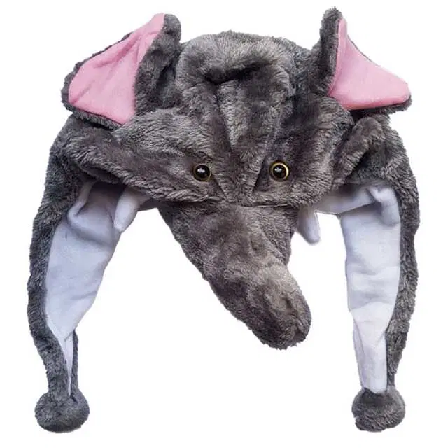 Unisex Plush Animal Warm Ski Caps, Pack of 1 (Grey, 3-8 Years) (SE-7)