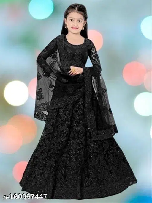 Lehenga Choli for Women (Black, 7-8 Years)