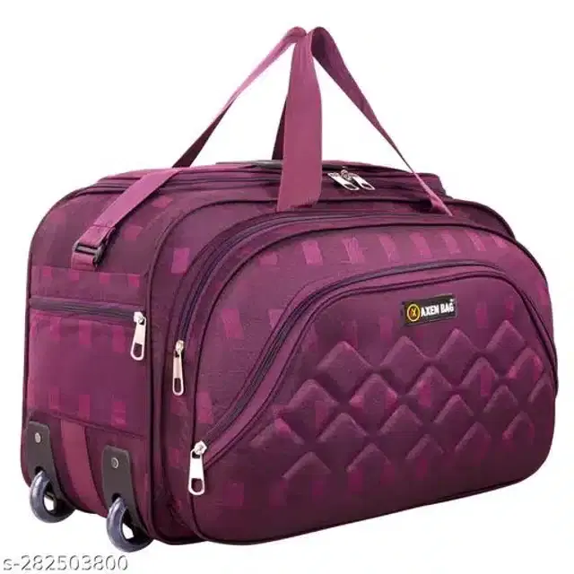 Polyester Trolley Duffel Bag for Men & Women, Purple