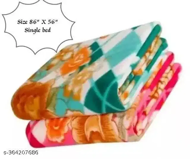 Fleece Blanket, Multicolor, 86x56 inches, Pack of 2