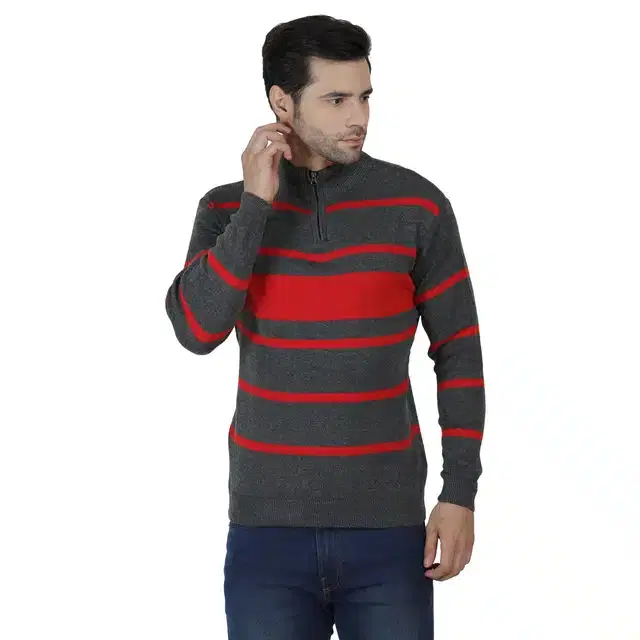 Full Sleeve Sweater for Men (Grey, L) (J39)