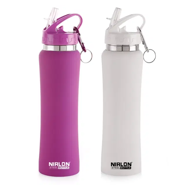 Nirlon Stainless Steel Sipper Water Bottle, Multicolor, 750 ml, Pack of 2